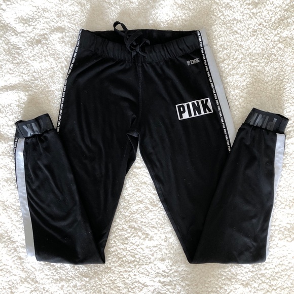 PINK Victoria's Secret Pants - SOLD PINK Ultimate Black Joggers White Stripe